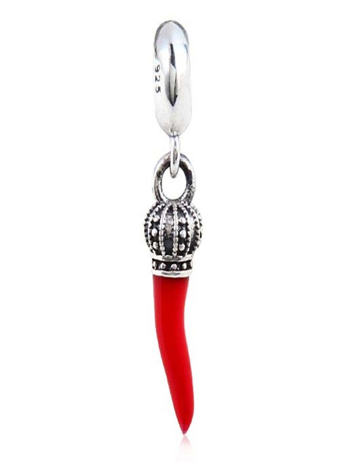 LAMOONY Red Horn Charm 925 Sterling Silver Crown Charm Red Pepper Charm Chilli Charm for Bracelet - Image 1